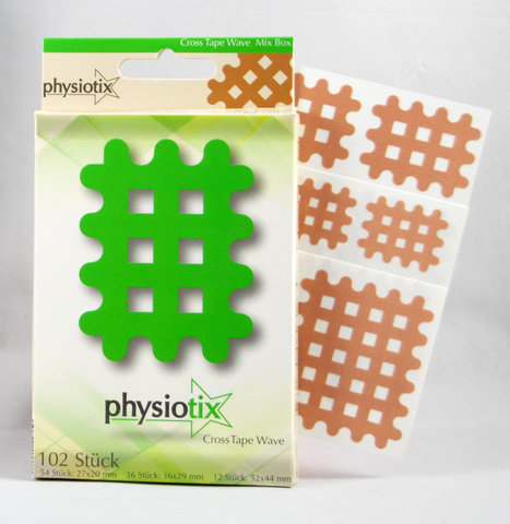 Physiotix Gitterpflaster Cross Tape Crosstape Wave Mix Box Farbe Natur 102 Stck